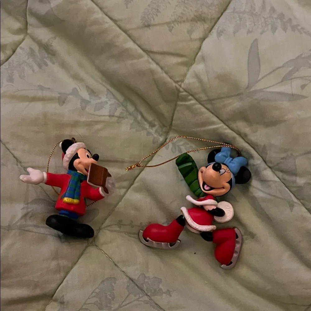 Disney Mickey and Minnie Mouse Holiday Ornaments - Red and Blue
